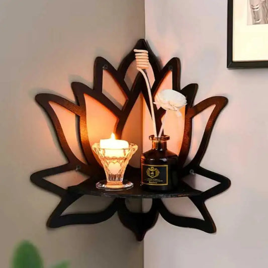 Wooden Lotus Hollow Decorative Rack